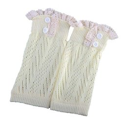 AutumnFall 1 Pair Women's Crochet Knitted Boot Cuffs Toppers Leg Warmers Beige