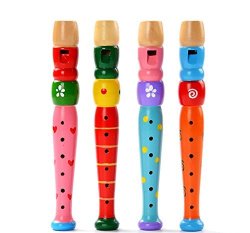 Ddgrin Kids Wooden Trumpet Music Flute Colorful Wooden Recorders For Toddlers Learning Rhythm Musical Instrument Baby Early Education Music&sound Toys For Preschool Child