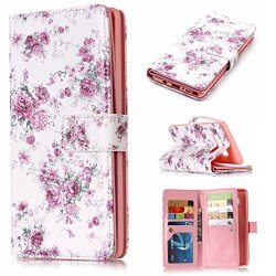 Samsung Galaxy A5 2017 Little Rose Enchased Nine Card Slotflip Case Leather Cover Kickstand Mobile Phone Cover Premium Business Card Holders