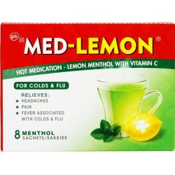 Med-Lemon Hot Medication Lemon Menthol With Vitamin C 8 Sachets