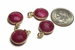 4 Pcs Ruby 14K Gold Vermeil 11MM Faceted Coin Beads R1