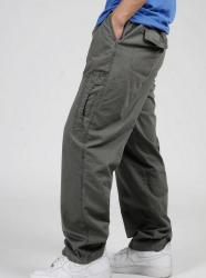 New Spring summer Outdoor Men Cargo Pants Cotton Loose Trousers - Army Green XXL