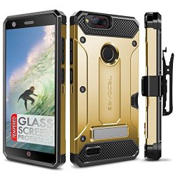Zte Blade Z Max Case Evocel Explorer Series Pro Premium Dual Layer Credit Card Case With Glass Screen Protector & Magnetic Kickstand For Zte