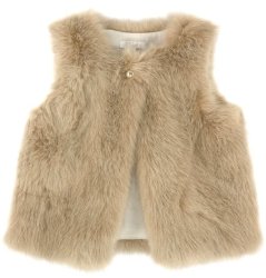 Free Shiping : Golden Beige Synthetic Fur Vest Chlo .SIZE-10YEARS