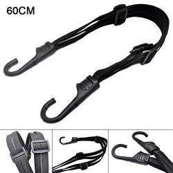 2 Pack Motorcycle Helmet Luggage Rope Retractable Elastic Rope Strap Bungee Cord Bandage Strapping Tape Elastic Strap With 4 Hooks 60CM 23.6 Inch