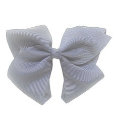 Light Grey Grosgrain Bow Clip - Extra Large Bows With Alligator Clips By Coveryourhair