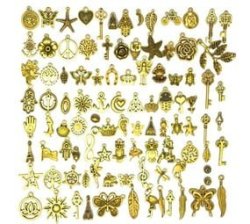 Fashion Craft 100 Piece Antique Jewellery Making Pendant Charms - Jumbo Pack