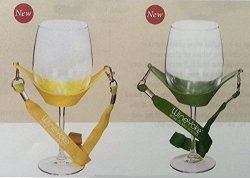 Wineyoke Party Time Hands Free Wine Glass Holder Necklace Set Of 2: Green And Yellow