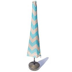 Nest & Nook Patio Umbrella Cover Umbrella Covers For Outdoor Umbrellas Waterproof 7FT To 11FT - Blue And Creme Chevron Striped Heavy-duty