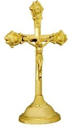 31CM Vintage Design - Standing Brass Crucifix