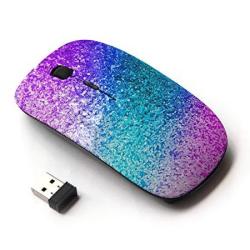Kawaiimouse Optical 2.4G Wireless Mouse Glitter Teal Purple Sparkling Watercolor