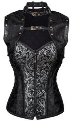 Alivila.y Fashion Womens Steampunk Steel Boned Corset C206-BLACK-3XL