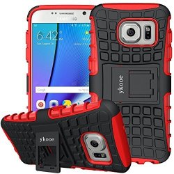 Ykooe Samsung Galaxy S7 Case Sturdier Shockproof Phone Protection Case Samsung S7 Dual Layer Protective Kickstand Shell For Samsung Galaxy S7 Red
