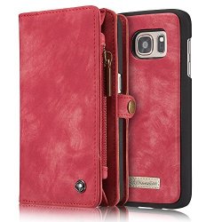 Samsung S8 Plus Leather Wallet Magnetic Phone Case Detachable Protective Case With Card Holder Folio Flip Cover Red