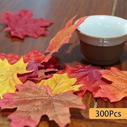 300 Artificial Fall Maple Leaves In A Mixture Of Autumn Colors - Great Autumn Table Scatters For Fall Weddings & Autumn Parties