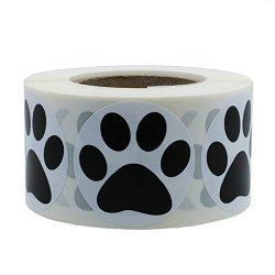 Hybsk 1.5" Round Black Bear Paw Print Dog Puppy Paw Stickers