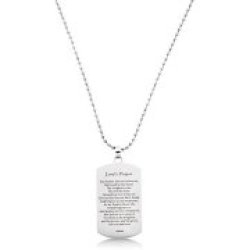 Stainless Steel Dog Tag With Lord"s Prayer 22"" Chain