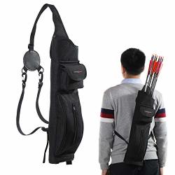 Toparchery Archery Back Canvas Arrow Quiver Arrow Holder Shoulder Hanged Target Shooting Quiver For Arrows With Front Pockets New Style