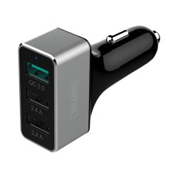 UNITEK 42W 3-PORT USB Aluminium Smart Car Charger With QC3.0
