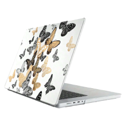 Butterfly Printed Protective Case For Macbook Air M2 2022 - Orange & Black