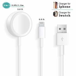 2 In 1 Wireless Charger For Apple Watch & Phone 5FT 1.5M Charging Cable Compatible With For Apple Watch Series 4 3 2 1 Not For 5 Or