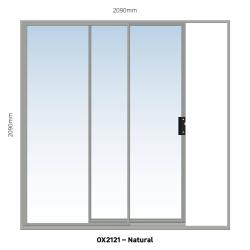 Aluminium Sliding Door Natural 1 Panel Sliding W2100MM X H2100MM