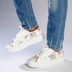 Pierre Cardin Lucienne Floral Lace Up Sneaker - White Multi - 8