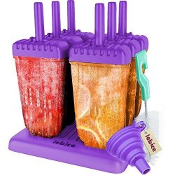 Popsicle Molds Set - Bpa Free - 6 Ice Pop Makers + Silicone Funnel + Cleaning Brush + Ice Cream Recipes E-book - By Lebice