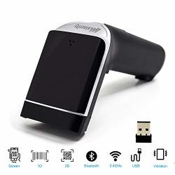 Alacrity 2D 1D Bluetooth Barcode Scanner Handheld Qr Datamatrix 3 In 1 Bluetooth 2.4G Wireless USB Bar Code Reader Capture Barcodes From Mobile Phone