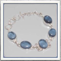 Gorgeous Denim Blue Quartz Gemstone .925 Silver Bracelet