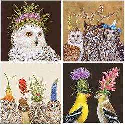 Vicki Sawyer Cocktail Napkins Owl Family Goldfinch Snow Queen Assorted Variety Pack 40 Total Napkins