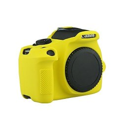 Ceari Silicone Camera Case Full Body Protective Cover Skin For Canon Eos 1300D Rebel T6 Digital Camera + Microfiber Cloth - Yellow