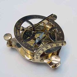 Benzara NAU-BR48342 Brass Sun Dial Compass In Box - Great Nautical Compass