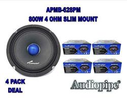 2 Pair Audiopipe APMB-628PM 6" Slim Mid Full Range Loud Car Audio Speaker Bullet 4 Ohm 800W