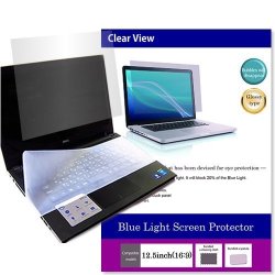 Media Cover Market Silicon Keyboard Cover And A Set Of Screen Protector Glossy Type To Block The Blue Light For 12.5 Inch Monitor 16:9 Models