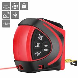 Vivohome 2 In 1 Digital USB Rechargeable Laser Tape Measure Tool With Oled Backlit Display 16 Ft Laser And 100 Ft Tape Distance Meter
