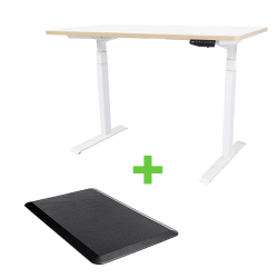 Tekdesk V2.0 White Frame Height Adjustable Electronic Standing Desk Plus Anti-fatigue Mat COMBO - Tekdesk V2.0 White Frame - Matt White Top & Mat