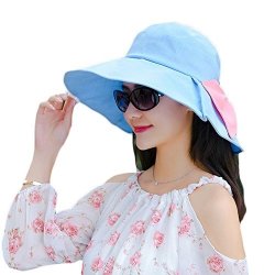 Chenxi Store Women Foldable Summer Sunscreen Beach Cap Wide Birm Sunscreen Bucket Hat