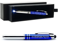 Nurse Gift Pen With LED Light And Stylus Tip - "cure Sometimes Treat Often Comfort Always." - Hippocrates Quote Engraved Gift Pen For Nurses