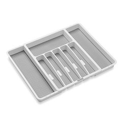 Expandable Cutlery Tray In White grey