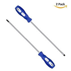 Phillips Screwdriver And Slotted Screwdriver Qm-stvr 12"SCREWDRIVER Length Shank Screwdriver Magnetic Tip Cross Head Flat Head NO.2 Screwdriver 2 Pack 12" Phillips And Slotted Screwdriver