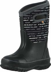 Bogs Kids Classic High Waterproof Insulated Rubber Neoprene Snow Rain Boot Spot Stripes Print - Black 13 M