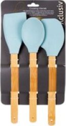 Kitchen Tool Set - 3 Piece Silicone Head Bamboo Handle