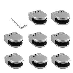 Kamtop Glass Clamps 8 Pcs 6-12MM Stainless Steel 304 Glass Clamps Adjustable Glass Bracket Flat Back For Balustrade Staircase Handrail 6-8MM