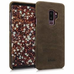 Kalibri Case For Samsung Galaxy S9 Plus - Smooth Genuine Leather Hard Case Anti Slip Protective Back Cover - Brown