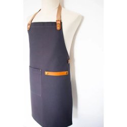 Pieter De Jager Canvas And Leather Apron Charcoal