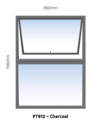 Top Hung Aluminium Window Charcoal PT912 1 Vent W900MM X H1200MM