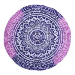 Large Chiffon Printed Round Beach Towel - Purple