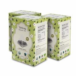 Yikfong Organic Tea Jasmine Green 60 Tea Bags 20 Bags Per Box Classic Green Tea Scented With Real Organic Jasmine Blossoms In Triangle Filter Tea Bag