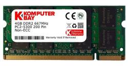 Komputerbay 4GB DDR2 Sodimm 200 Pin 667MHZ PC2-5400 PC2-5300 Cl 5.0 1.8V Unbuffered Non-ecc DDR2-667 Memory Module